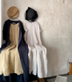 完売＊ICHI Antiquites 東炊きリネンGLEN CHECKのワイドシャツドレス