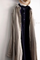 ICHI Antiquites  Linen-Cotton Dobby Stripe ロングシャツドレス