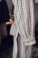 ICHI Antiquites  Linen-Cotton Dobby Stripe ロングシャツドレス