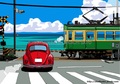 「いつかの海岸線３」　湘南イラスト版画作品