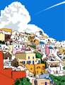 Pastel townⅡ　世界の風景イラスト版画作品
