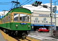 路面電車～昔も今もこの街に～　湘南イラスト版画作品