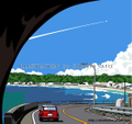トンネルを抜けて　湘南イラスト版画作品