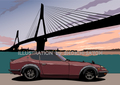 Under the bridge　横浜イラスト版画作品