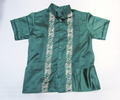 Y.A. BERA  ワイエーベラ　キューバシャツ(グリーン×ゴールド刺繍)