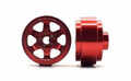 Staffs製　1/32　ｽﾛｯﾄｶｰﾊﾟｰﾂ　STAFFS-195◆アルミホイル　ー6-Spoke Style Red ー 　15.8x8.5mm/インチシャフト用　2個入り　各社モデルに流用可能！◇ハイセンスでお洒落なアルミホイルです。