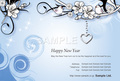 No242　年賀状　おしゃれ（テンプレート）　ブルー　【AI】