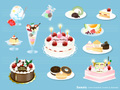 No.990　スイーツ　デザート・ケーキのイラスト