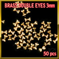 ブラス ビーズ ダブルアイ ダンベル形状　Gold 50個セット Brass Beads 3mm DOUBLE EYES
