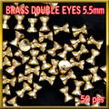 ブラス ビーズ ダブルアイ ダンベル形状　Gold 50個セット Brass Beads 5.5mm DOUBLE EYES