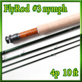 フライロッド #3 Fly Rod スペアティップ付 ダークグリーン ニンフ仕様 10ft