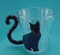耐熱ガラス　マグカップ　黒猫メス