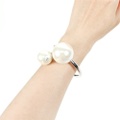 ビッグダブルパール真珠バングルカフブレスレット Double Pearl Bangle Bracelet Cuff