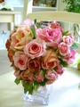 造花ピンクミックスハートブーケ&ブートニア（生花・造花）