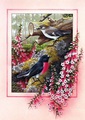 【国内製造】A3四角ビーズ【na-12】赤い花と鳥　ビーズアート
