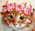 【1-77】A4square　花冠の猫