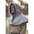 中世ヨーロッパ衣装 ファー付きコットンフード ベージュ 各種サイズ コスプレ 仮装 頭 装備