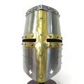 【レンタル商品】 中世 スチール製 レザーライナー内蔵グレートヘルム 着用可 兜