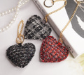 ツイードハート型バッグチャーム
