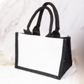 ホワイトキャンバス×ブラックジュートバイカラートートバッグ(S)