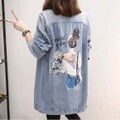 4L Cuteプリント ロング丈デニムジャケット