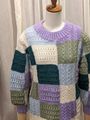 マルチカラー市松模様手編みセーター　SW13