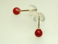 土佐沖どれ紅サンゴ　4mm玉K18ピアス