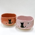 猫の抹茶碗〜薄桜色〜・濃桜色〜【美濃焼／日本製】