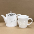 透かし猫ポット・マグカップ 蛍手 磁器 食器 インテリア 紅茶 お茶【TAMAKI】