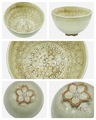 抹茶碗　粉引三島　桜高台【清和窯】