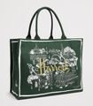 ハロッズ新着バッグ　Harrods ハロッズグリーン　ロゴ刺繍入り　ロンドン物語ハロッズショッパーバッグ