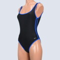 すべすべブラック 青パイピング レディース 競泳水着 M相当 Waveline 中古 f0236