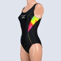 ダメージあり つるすべブラック ellesse エレッセ レディース 競泳水着 M 中古 c4808