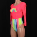 鮮やか オレンジ レインボー ジュニア スポーツ水着 ラッシュガード 130相当 中古 c5850
