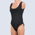 幅広XL相当 すべすべブラック レディース レオタード ボディースーツ c7857
