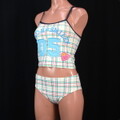 ゆきなちゃん愛用 可愛いチェック柄 セパレート ジュニア スポーツ水着 150 e8914