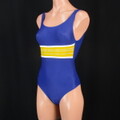 Speedo スピード ブルー イエローボーダー ジュニア 競泳水着 130 中古 e5694