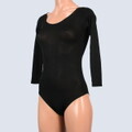 すべすべブラック 長袖レオタード ジュニア 140相当 バレエ 中古練習着 f0956