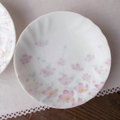 昭和レトロ食器★白磁コスモスピンク花柄小皿13.5cm(中)