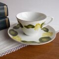 緑＆黄緑の葉っぱが可愛いレトロコーヒーカップ＆ソーサ―Kaneta china
