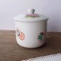 古い時代の陶器製蓋付きカメ壷/甕/統制陶器/バラ花梅丸紋