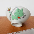 昭和レトロ子供お茶碗【緑の猫ちゃん＆トンボお花/ジョイフルフレンド】(小平)