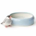 古い時代の陶器製の薄水色の鳥さんの水浴び器(大)/エサ入れなどにも