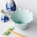 爽やかな青緑色/翡翠色の花形小鉢(深)