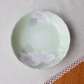 昭和レトロ食器★ヒワ色芙蓉の花柄小皿11.8cm