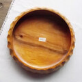 アカシヤ木製ポコポコ彫り円形大鉢/深トレイ22.5cm