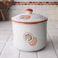 古い時代の陶器製の蓋付きカメ壷/甕/統制陶器/梅枝丸紋