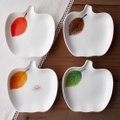 昭和レトロ食器★林檎りんごの形の色んな葉っぱ柄白磁小皿