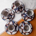 【お得な5客セット】和風樽型デミタスコーヒーカップ＆ソーサー玉石柄