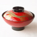 昭和の漆器【明るい朱色の朱老松内黒】お吸物椀 sk-16